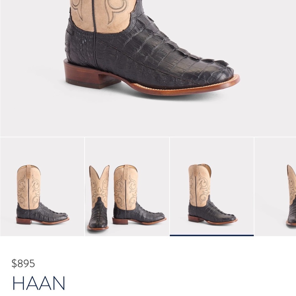 Lucchese Black and bone Crocodile Western Boots